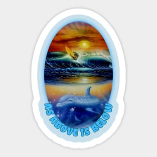 Surfing t-shirt designs dolphins Sticker